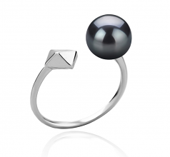 7-8mm AAAA Quality Freshwater Cultured Pearl Ring in Alma Black