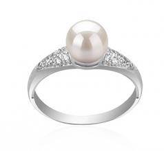 6-7mm AAAA Quality Freshwater Cultured Pearl Ring in Cristy White