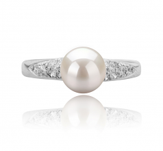 6-7mm AAAA Quality Freshwater Cultured Pearl Ring in Cristy White