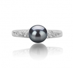 6-7mm AAAA Quality Freshwater Cultured Pearl Ring in Cristy Black