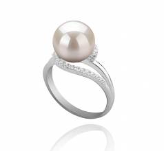 9-10mm AAAA Quality Freshwater Cultured Pearl Ring in Royisal White