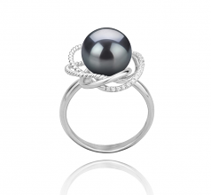 9-10mm AAA Quality Tahitian Cultured Pearl Ring in Bobbie Black