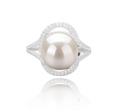 10-11mm AAAA Quality Freshwater Cultured Pearl Ring in Maddie White