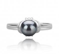 6-7mm AAAA Quality Freshwater Cultured Pearl Ring in Joy Black