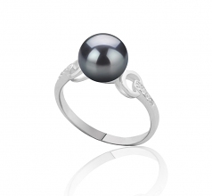 8-9mm AAAA Quality Freshwater Cultured Pearl Ring in Eunice Black