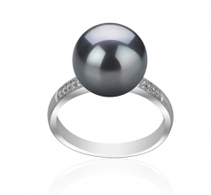 10-11mm AAAA Quality Freshwater Cultured Pearl Ring in Oana Black