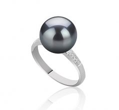 10-11mm AAAA Quality Freshwater Cultured Pearl Ring in Oana Black