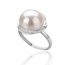 11-12mm AAA Quality Freshwater Cultured Pearl Ring in Wendy White