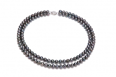 6-7mm AA Quality Freshwater Cultured Pearl Necklace in Alexandra Black