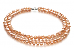 6-7mm A Quality Freshwater Cultured Pearl Set in Kayra Pink