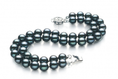 6-7mm AA Quality Japanese Akoya Cultured Pearl Bracelet in Mayra Black
