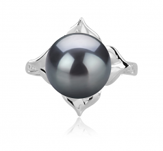 10-11mm AAA Quality Tahitian Cultured Pearl Ring in Billy Black