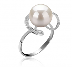 10-11mm AAAA Quality Freshwater Cultured Pearl Ring in Sheila White