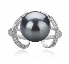 10-11mm AAA Quality Tahitian Cultured Pearl Ring in Sheila Black