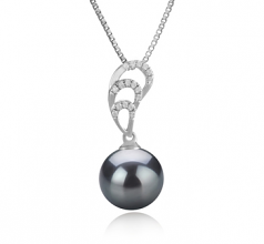 10-11mm AAA Quality Tahitian Cultured Pearl Pendant in Camille Black