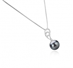 10-11mm AAA Quality Tahitian Cultured Pearl Pendant in Camille Black