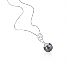 10-11mm AAA Quality Tahitian Cultured Pearl Pendant in Camille Black