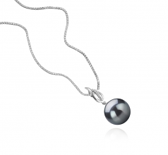 9-10mm AAA Quality Tahitian Cultured Pearl Pendant in Edna Black