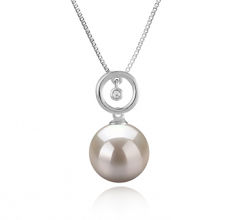 10-11mm AAAA Quality Freshwater Cultured Pearl Pendant in Aurora White