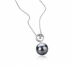 11-12mm AAA Quality Tahitian Cultured Pearl Pendant in Aurora Black