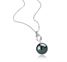11-12mm AAA Quality Tahitian Cultured Pearl Pendant in Elin Black