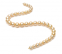 9.3-13.2mm AA+ Quality South Sea Cultured Pearl Necklace in 18-inch Gold