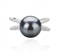 9-10mm AAA Quality Tahitian Cultured Pearl Ring in Zana Black