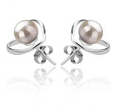 6-7mm AAAA Quality Freshwater Cultured Pearl Earring Pair in Winna-Heart White