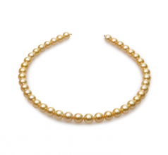 9-11.4mm AA Quality South Sea Cultured Pearl Necklace in 18-inch Gold