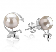 7-8mm AA Quality Japanese Akoya Cultured Pearl Earring Pair in Gilda White