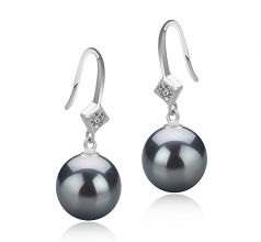 8-9mm AAAA Quality Freshwater Cultured Pearl Earring Pair in Ethel Black