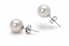7-8mm AAAA Quality Freshwater Cultured Pearl Earring Pair in White