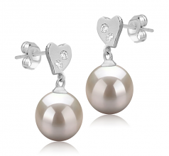 8-9mm AAAA Quality Freshwater Cultured Pearl Earring Pair in Taima White