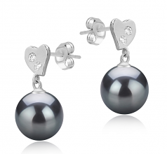 8-9mm AAAA Quality Freshwater Cultured Pearl Earring Pair in Taima Black