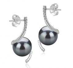 8-9mm AAAA Quality Freshwater Cultured Pearl Earring Pair in Mathilde Black