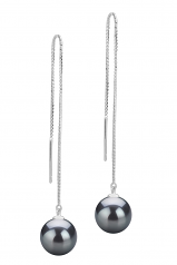 8-9mm AAAA Quality Freshwater Cultured Pearl Earring Pair in Dottie Black