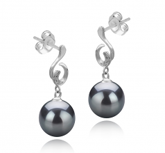8-9mm AAAA Quality Freshwater Cultured Pearl Earring Pair in Priscilla Black