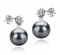 8-9mm AAAA Quality Freshwater Cultured Pearl Earring Pair in Wilma Black