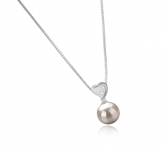 9-10mm AAAA Quality Freshwater Cultured Pearl Pendant in Taima Heart White