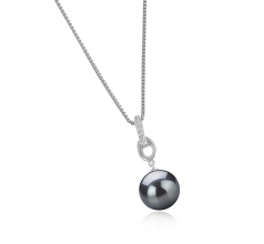 9-10mm AAA Quality Tahitian Cultured Pearl Pendant in Sierra Black