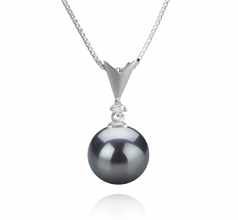 9-10mm AAA Quality Tahitian Cultured Pearl Pendant in Ailani Black