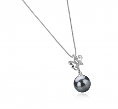 9-10mm AAA Quality Tahitian Cultured Pearl Pendant in Braith Black