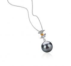 9-10mm AAA Quality Tahitian Cultured Pearl Pendant in Belva Black