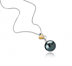 11-12mm AAA Quality Tahitian Cultured Pearl Pendant in Felicia Black