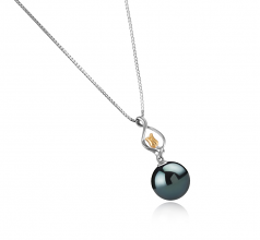 11-12mm AAA Quality Tahitian Cultured Pearl Pendant in Caresse Black