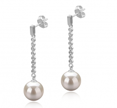 10-11mm AAAA Quality Freshwater Cultured Pearl Earring Pair in Porsha White