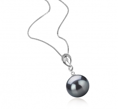 10-11mm AAA Quality Tahitian Cultured Pearl Pendant in Lena Black