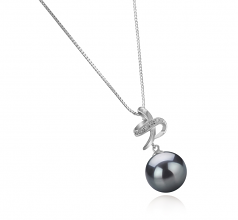 10-11mm AAA Quality Tahitian Cultured Pearl Pendant in Bridget Black