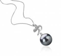 10-11mm AAA Quality Tahitian Cultured Pearl Pendant in Bridget Black