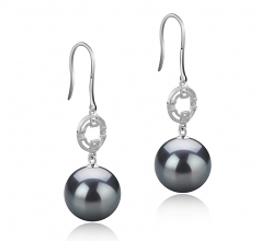 10-11mm AAA Quality Tahitian Cultured Pearl Earring Pair in Adelle Black